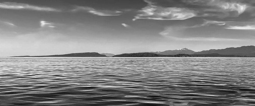 Our islands from the North ~ Hornby, Denman & Tree Island, with Mt. Arrowsmith dominating the background